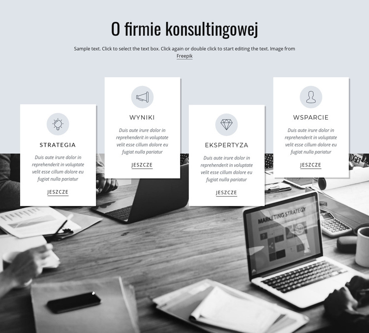 O firmie konsultingowej Motyw WordPress