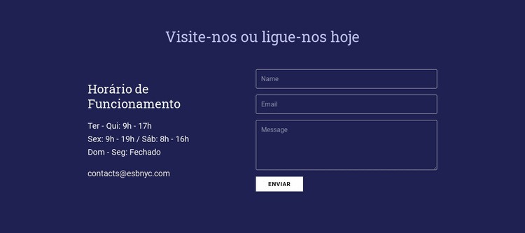 Visite-nos ou ligue-nos hoje Construtor de sites HTML