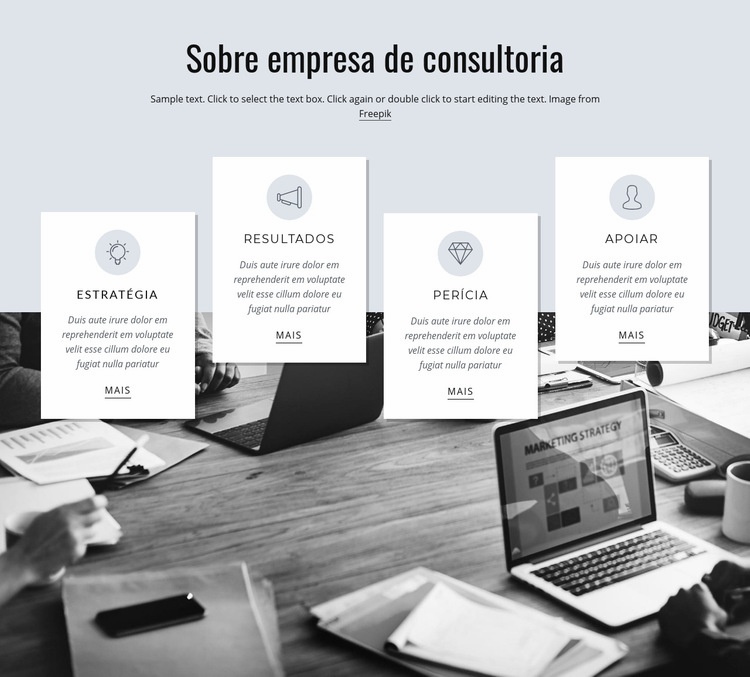 Sobre empresa de consultoria Design do site