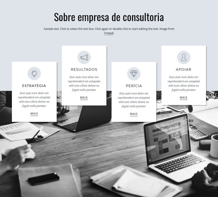 Sobre empresa de consultoria Modelo de uma página