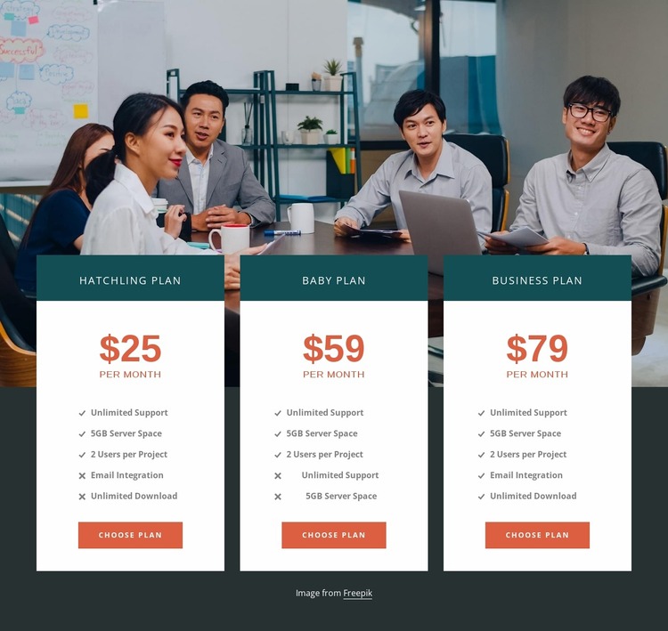 Web hosting plans Website Mockup