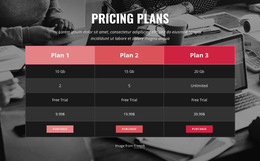 Pricing Table On Image Background HTML5 Template