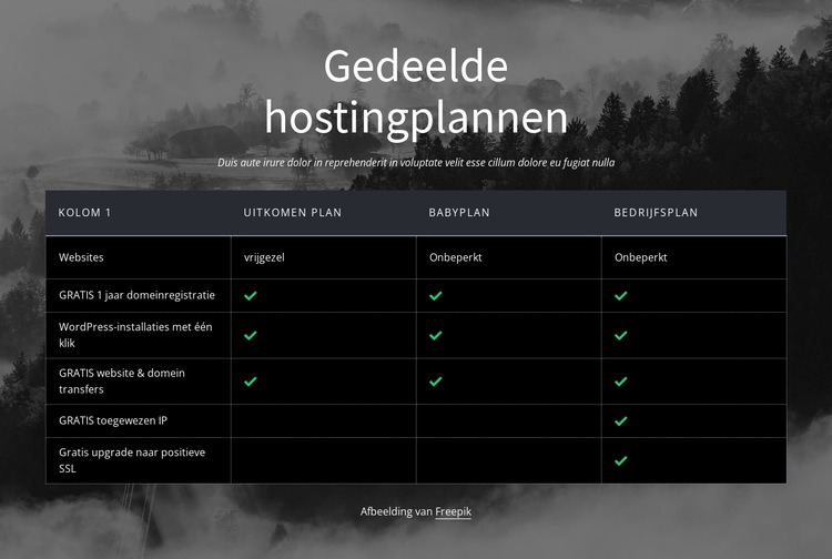 Gedeelde hostingplannen Sjabloon voor één pagina