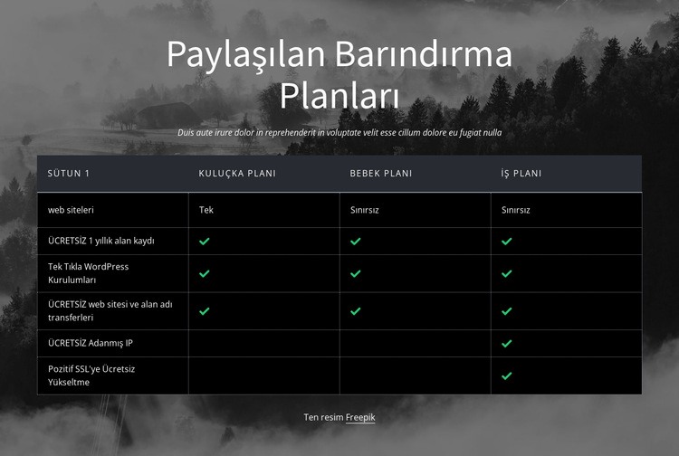 Paylaşılan barındırma planları Şablon