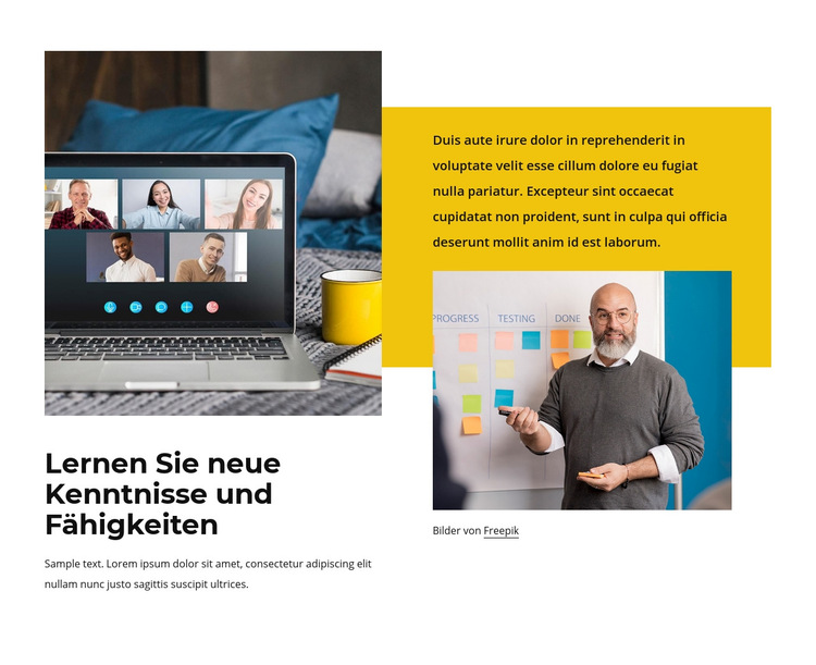 Neue Kenntnisse und Fähigkeiten Website-Vorlage