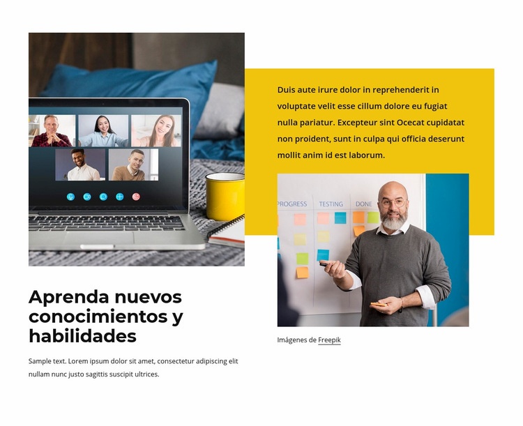 Nuevos conocimientos y habilidades Maqueta de sitio web