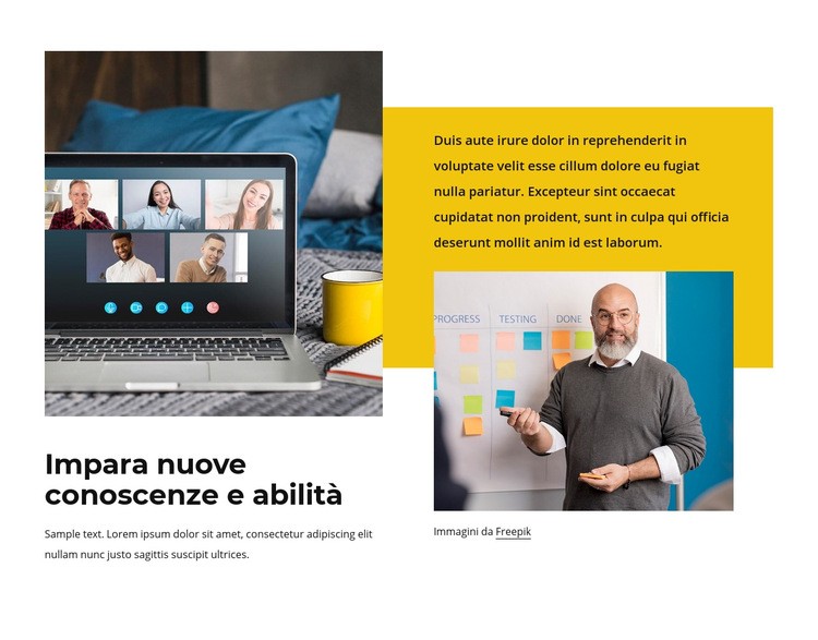 Nuove conoscenze e abilità Mockup del sito web