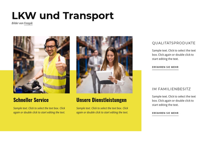 LKW und Transport Website-Vorlage