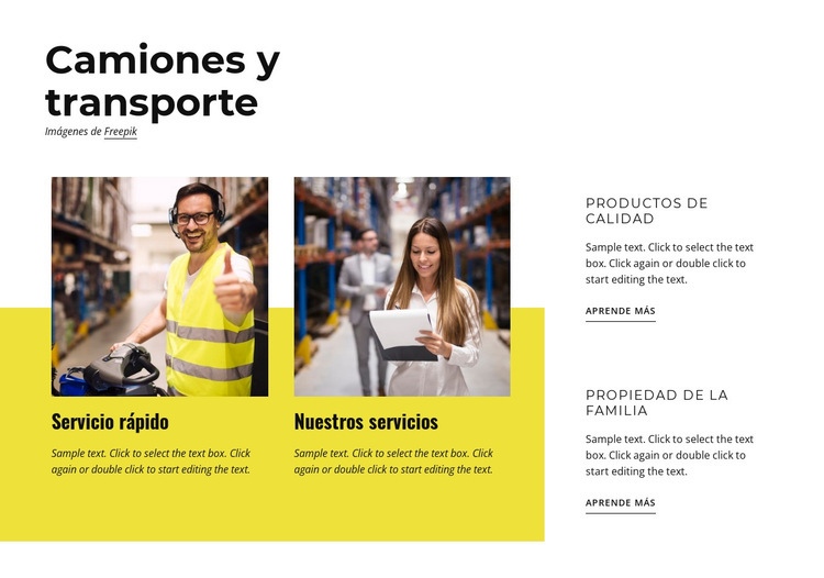 Camiones y transporte Diseño de páginas web