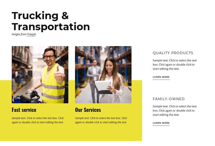 Trucking and transportation One Page Template