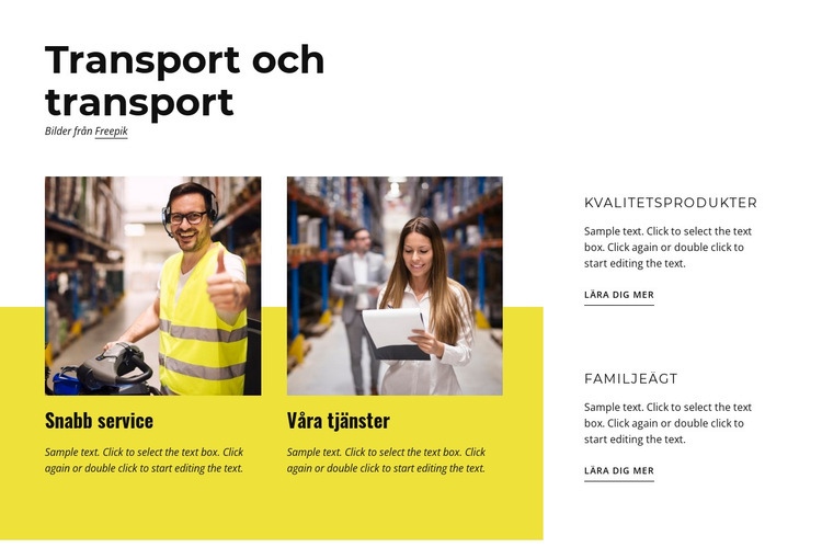 Transport och transport CSS -mall