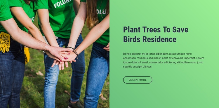 Zasaďte stromy, abyste zachránili pobyt ptáků Html Website Builder