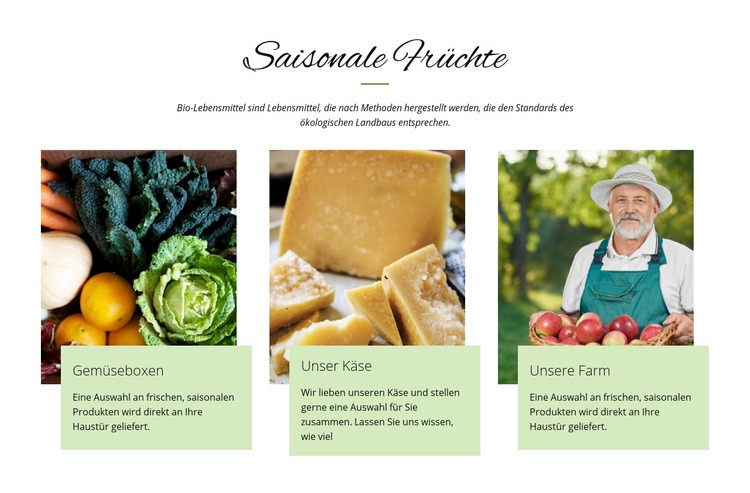 Saisonale Früchte Website-Modell