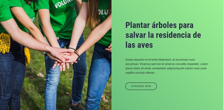 Plantar árboles para salvar la residencia de los pájaros Maqueta de sitio web