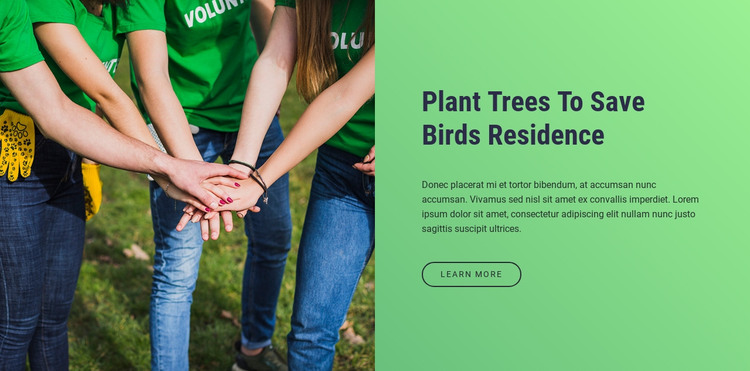 Plant trees to save birds residence Homepage Design
