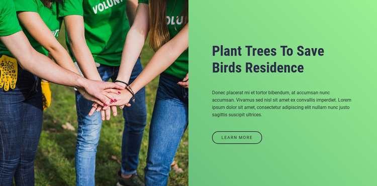 Plant trees to save birds residence One Page Template