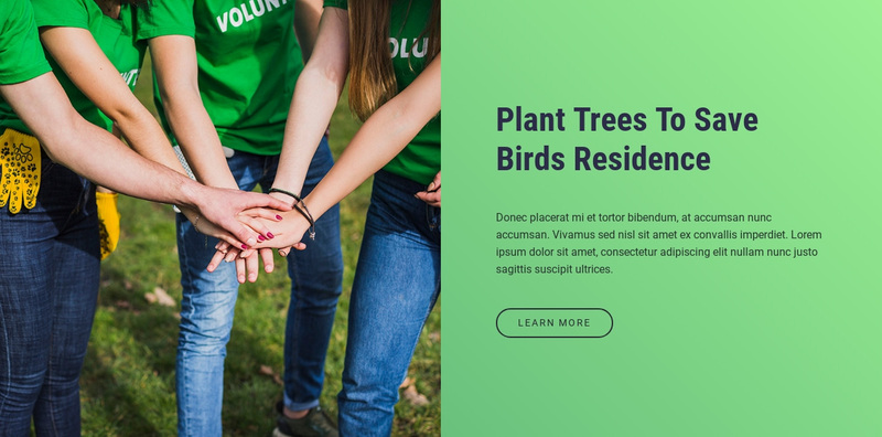 Plant trees to save birds residence Web Page Design
