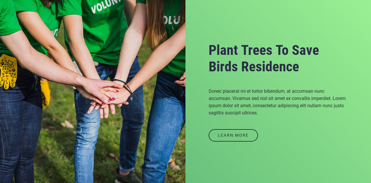 Plant trees to save birds residence WordPress Website Builder