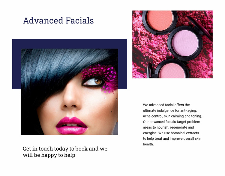 Advanced facials Website Mockup