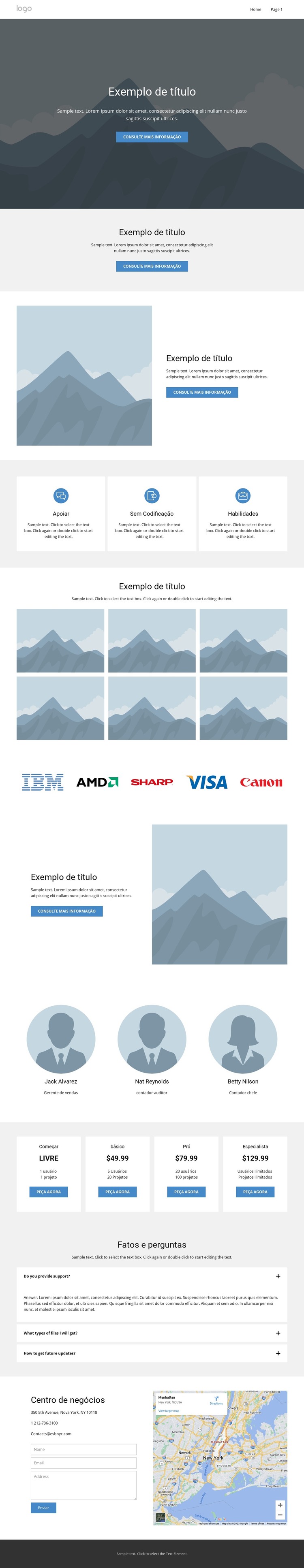 Aterrissagem 1 Modelo HTML