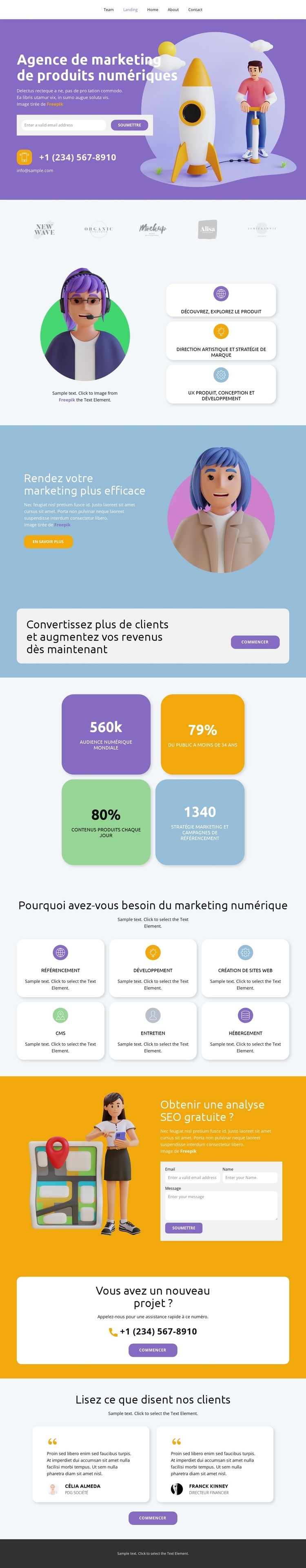 Taux de satisfaction Page de destination