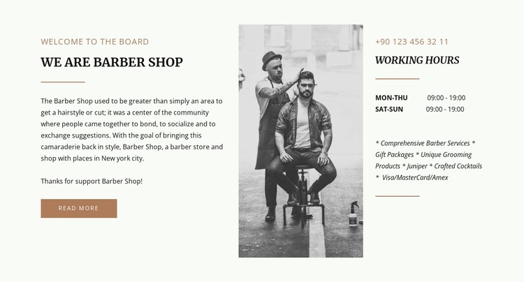 Board barber shop CSS Template