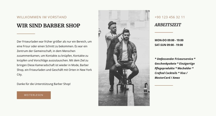 Board Friseurladen Website-Modell