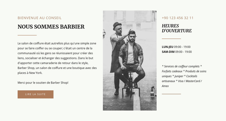 Barber shop Modèle Joomla