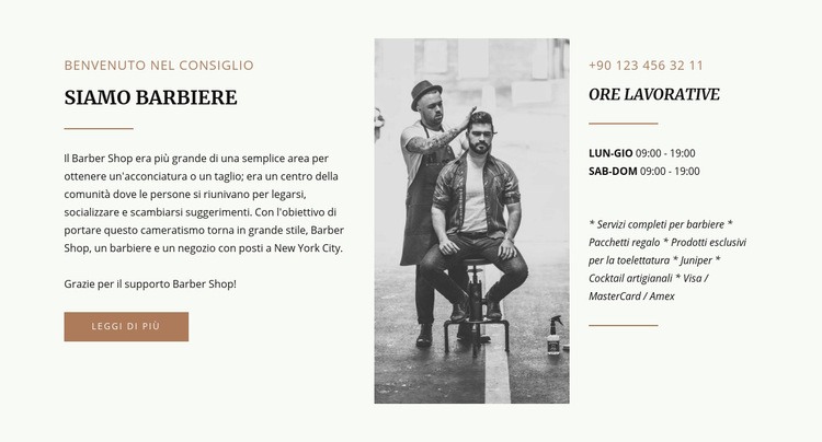 Barbiere di bordo Mockup del sito web