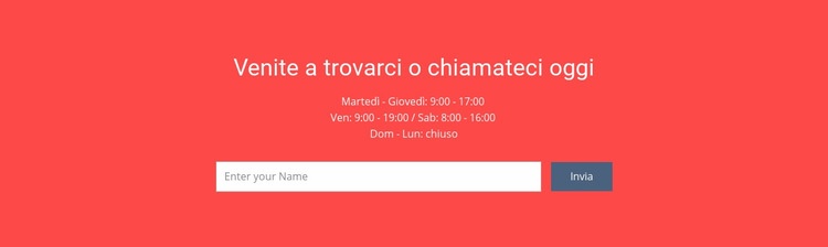 Visitaci o chiamaci Un modello di pagina