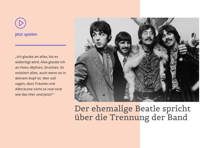 Beatle öffnet sich Website design