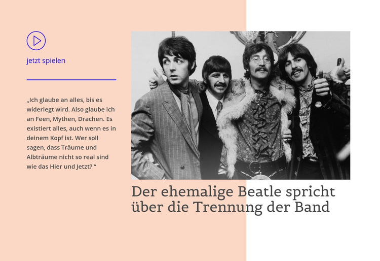 Beatle öffnet sich Website-Vorlage