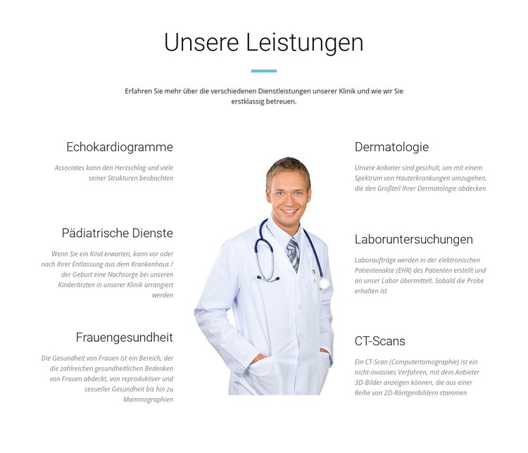 Service des medizinischen Zentrums CSS-Vorlage