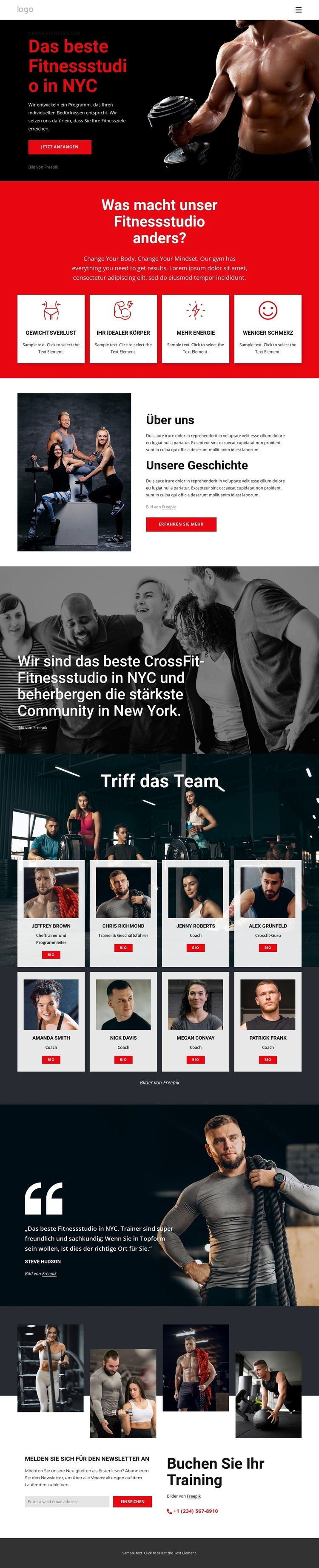 Das beste Crossfit-Fitnessstudio Eine Seitenvorlage