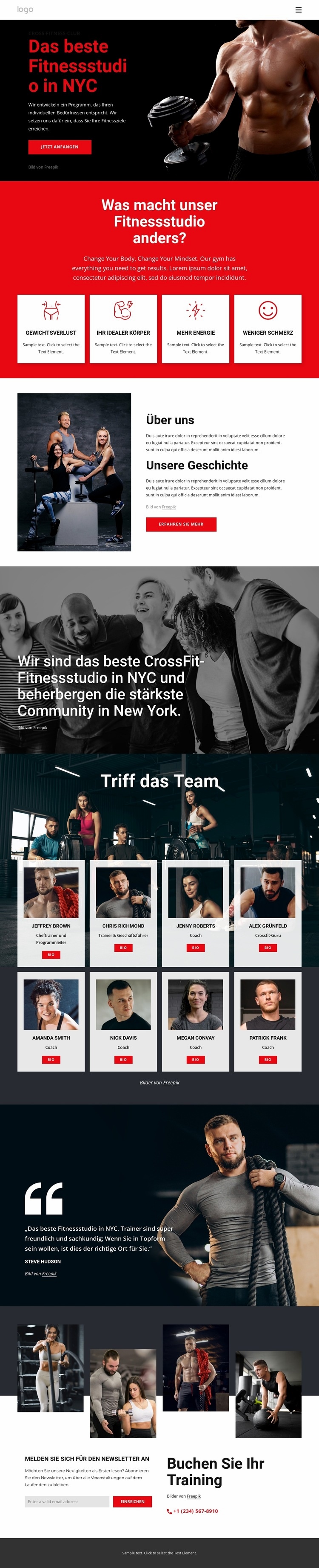 Das beste Crossfit-Fitnessstudio Landing Page