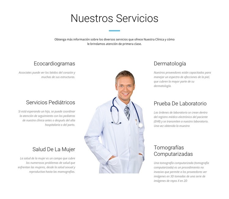 Servicio de centro medico Plantillas de creación de sitios web