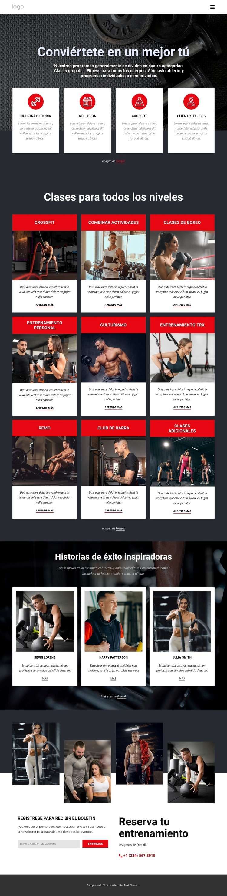 Clases de crossfit para todos los niveles Diseño de páginas web