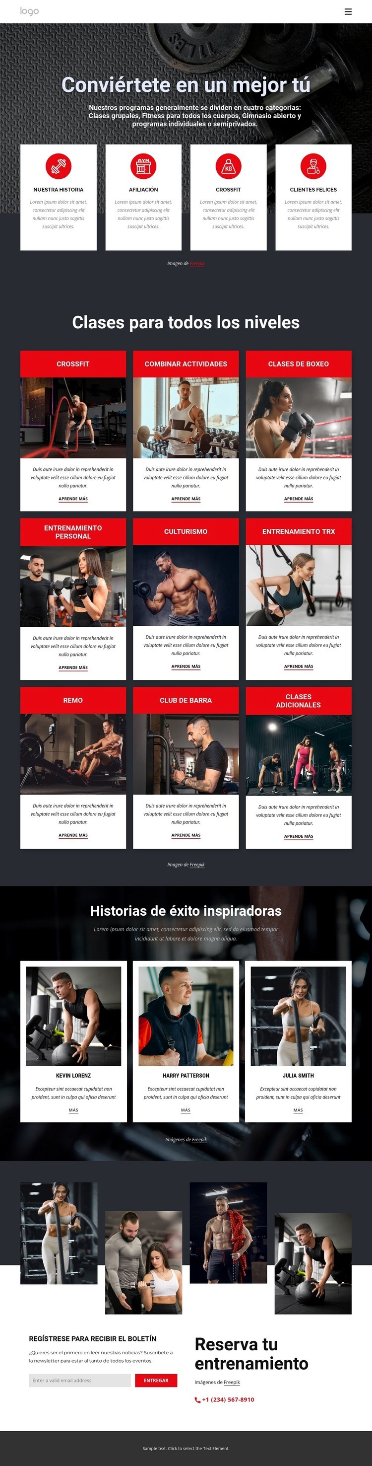 Clases de crossfit para todos los niveles Página de destino