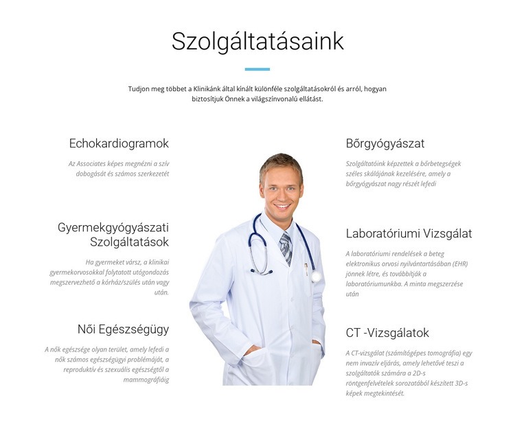 Orvosi központ szolgáltatás HTML Sablon