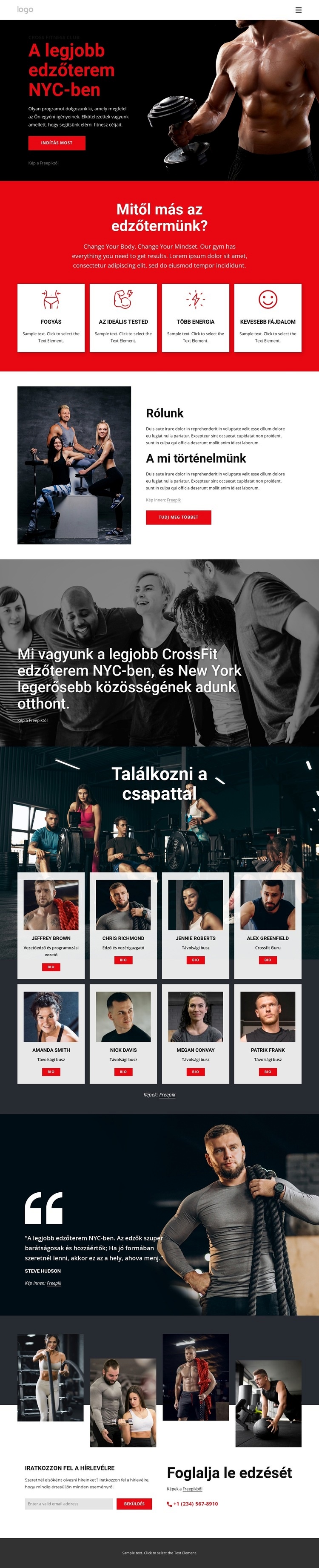 A legjobb crossfit edzőterem Weboldal sablon