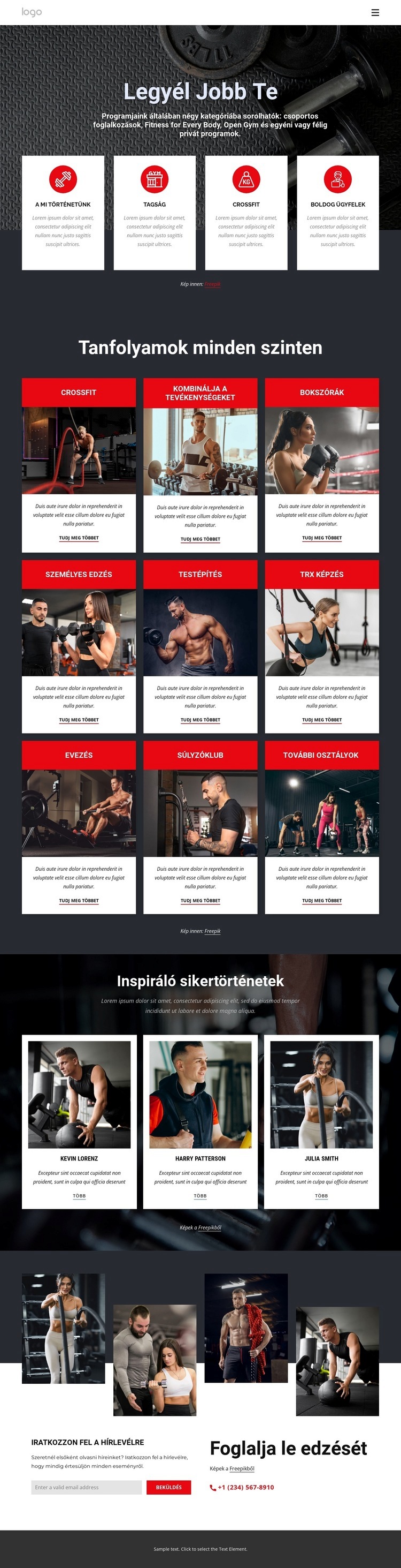 Crossfit órák minden szinten WordPress Téma