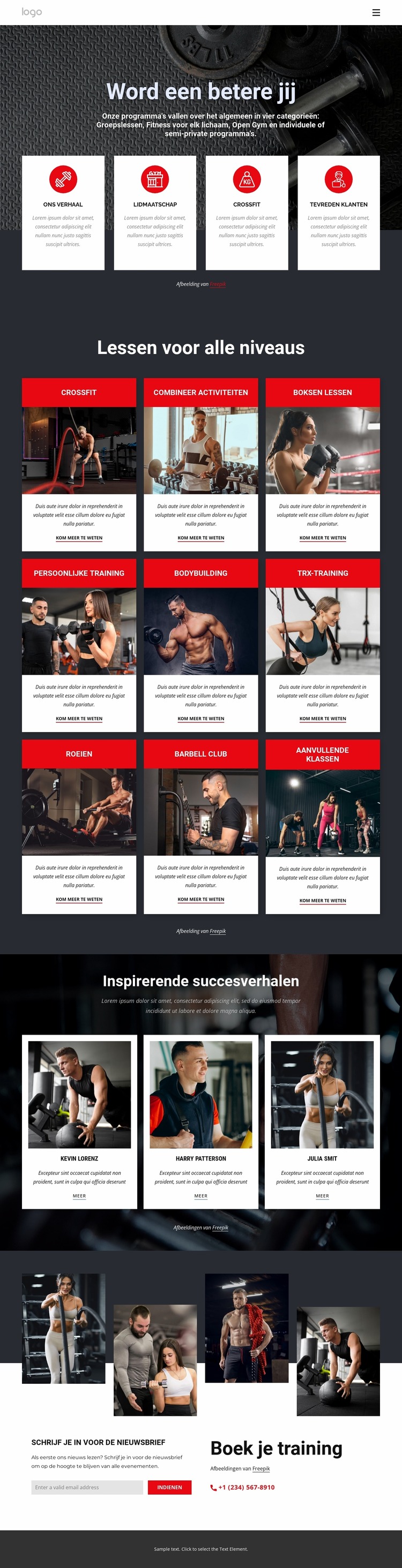 Crossfit lessen voor alle niveaus Joomla-sjabloon