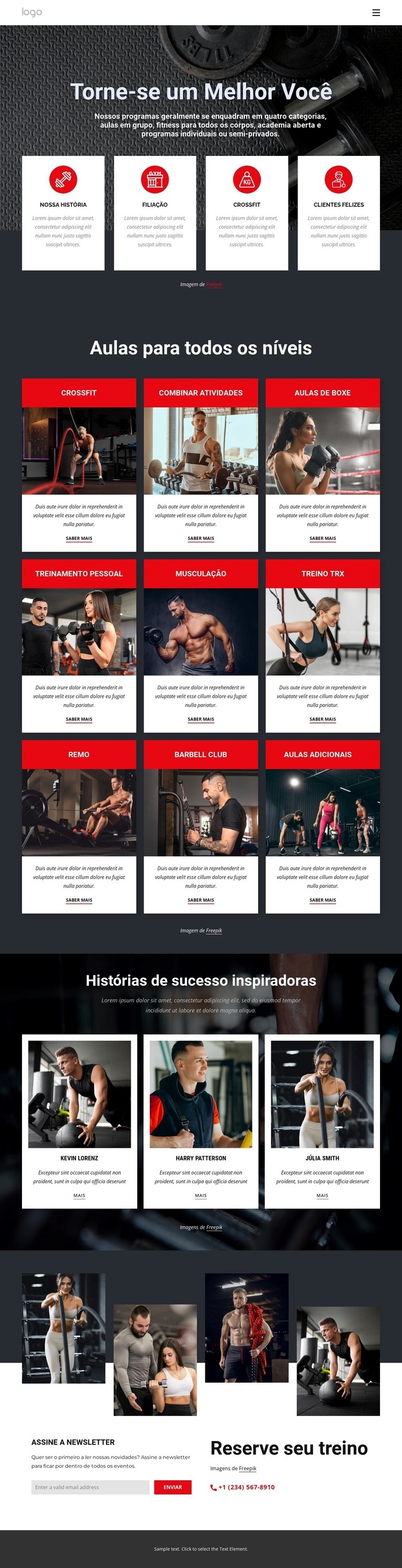 Aulas de crossfit para todos os níveis Construtor de sites HTML