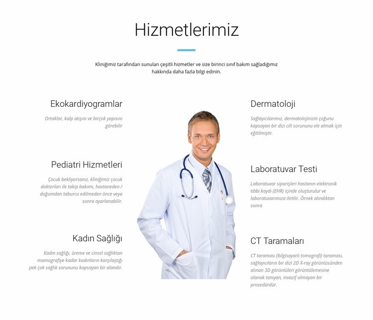 Tıp merkezi hizmeti Web sitesi tasarımı