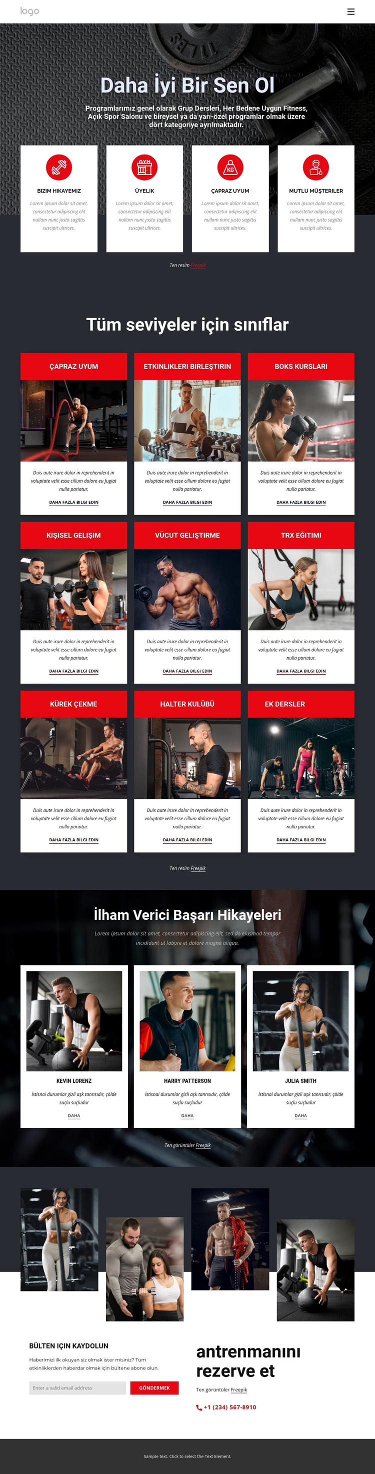 Her seviye için crossfit dersleri WordPress Teması