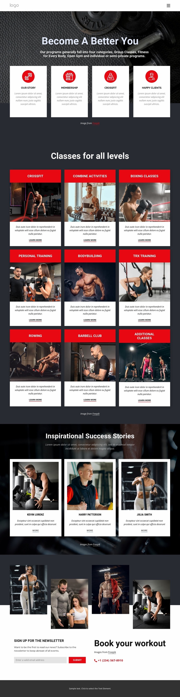 Crossfit classes for all levels Website Builder Templates