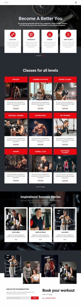 Multipurpose Landing Page For Crossfit Classes For All Levels