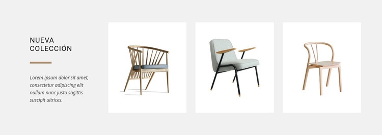 Nuevas colecciones de sillas Maqueta de sitio web