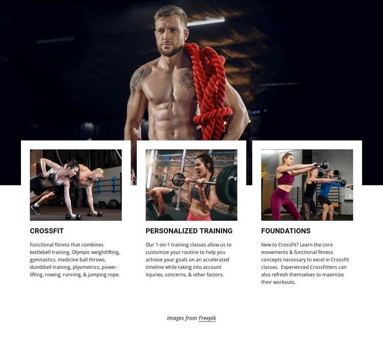 Crossfit klasser Html webbplatsbyggare