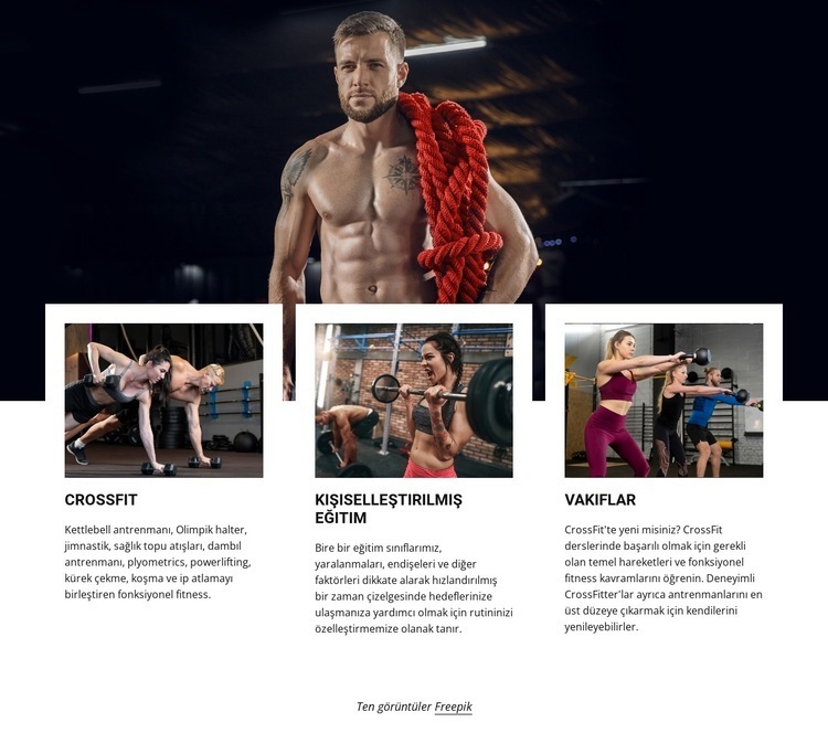CrossFit sınıfları Web Sitesi Mockup'ı
